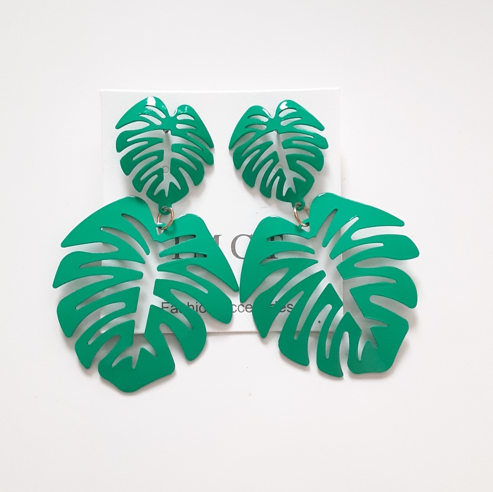 Fashion Accessories Green Leaves Earrings